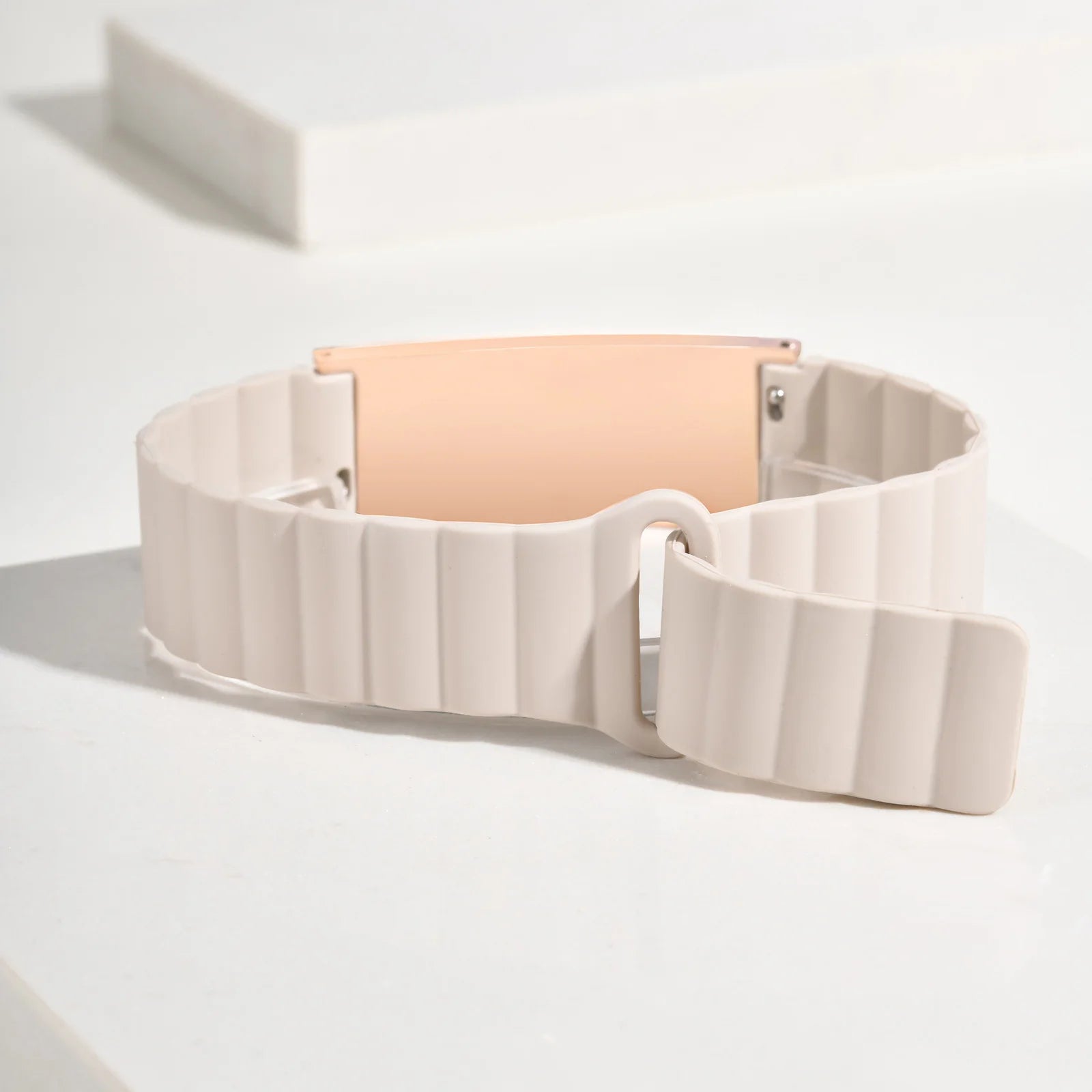 Vnox Free Engraving Magnetic Silicone Bracelet For Women,Stainless Steel Curved Nameplate Bracelet Bangle,Customizable Jewelry