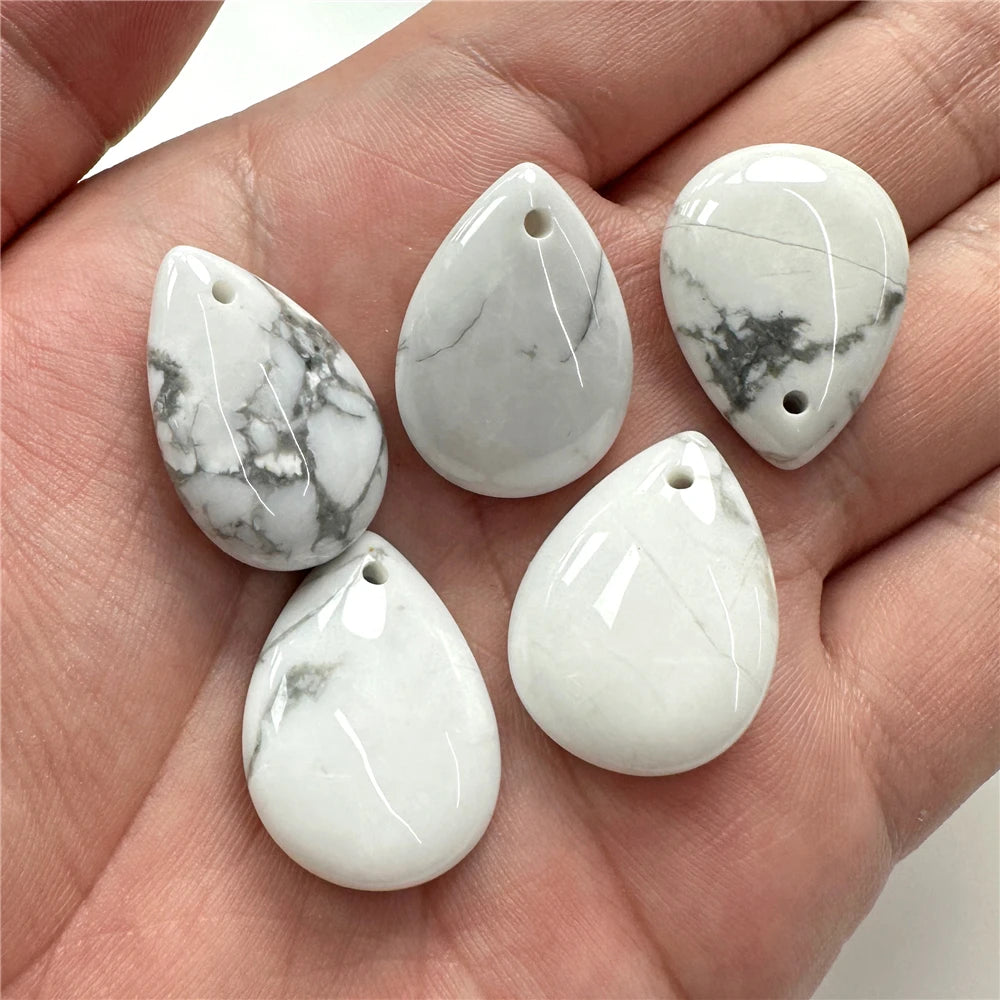 High Quality Smooth Water Drop Gem Pendant Natural Apatite Quartzs Labradorite Top Drilled Charm Bead For Jewelry DIY 18X25MM