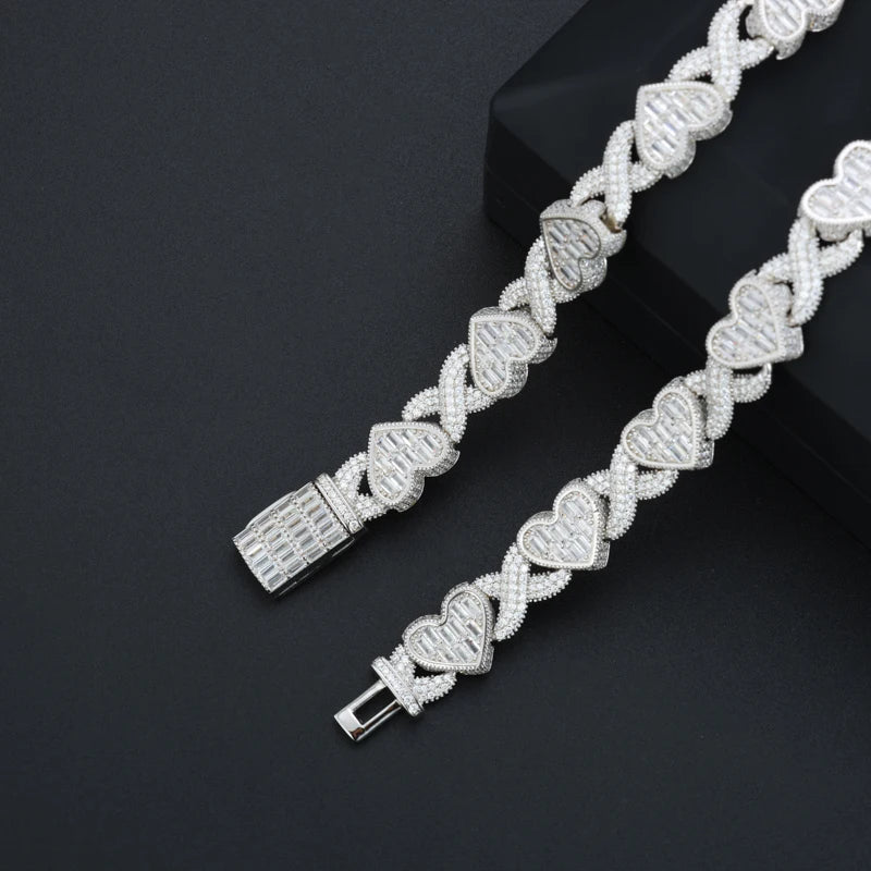 TUHE Hip Hop Unisex High Quality VVS1 Moissanite Heart Necklace 925 Silver For Men Hip Hop Jewelry