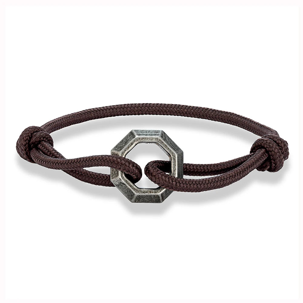 MKENDN New Mens Bracelet with Stainless Steel Rings Adjustable Rope Bracelet Men Women Waterproof Bracelet Gift For Himself