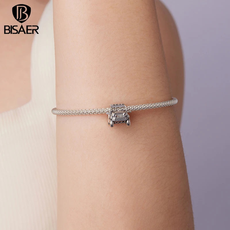 BISAER 925 Sterling Silver Off-road Vehicles Charm Vintage Car Bead for Women Men DIY Bracelet & Necklace Fine Jewelry Gift