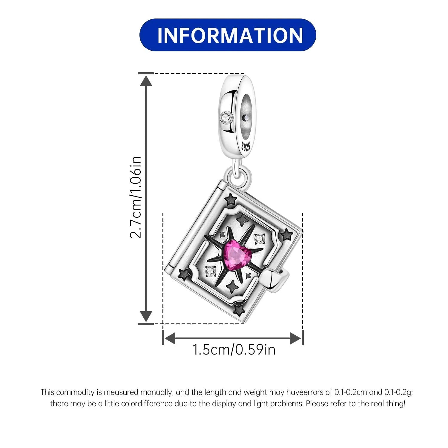 PANPOKI 925 Sterling Silver Switchable Book Pendant Beads Original Pendants Bracelet Charm Jewelry Party DIY Trendy Gifts