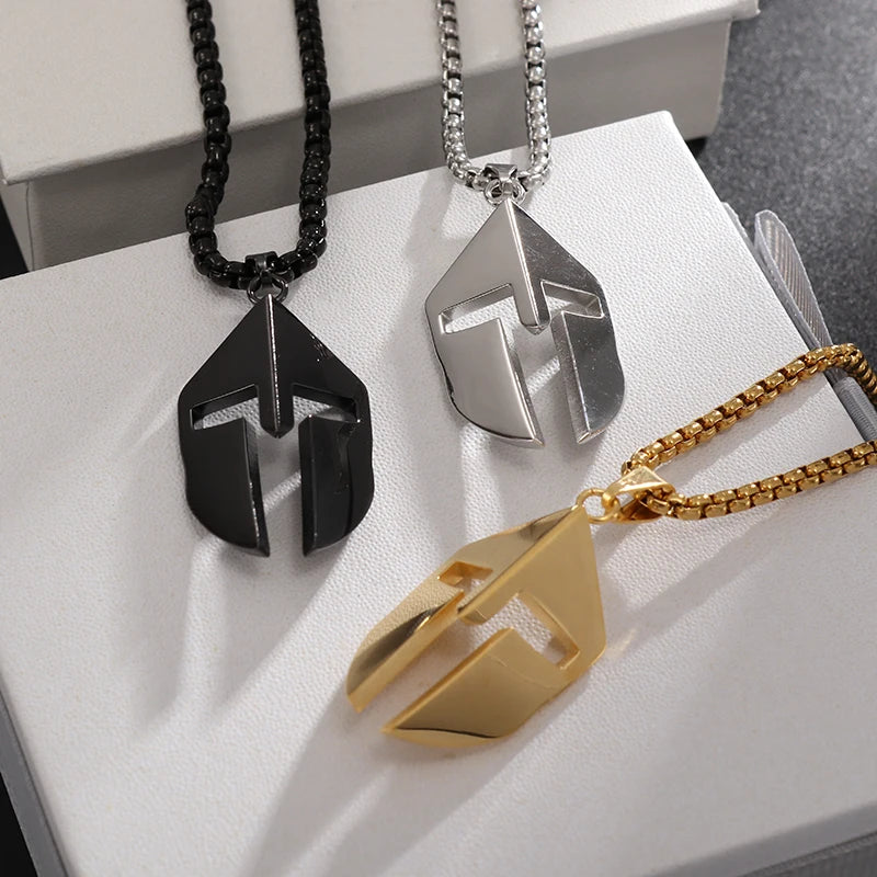 Collier avec pendentif en forme de casque spartiate Ares, breloque vintage faite à la main, pour homme et femme, style punk, hip-hop, fête, bal de promo, bijoux, cadeaux