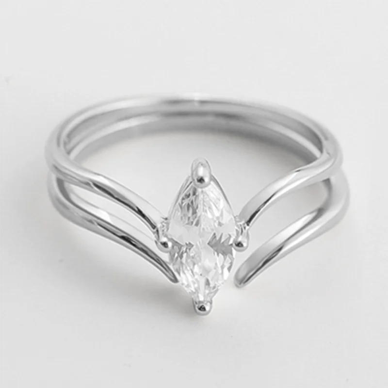 Navisafira S925 Marquise Moissanite Rings, 1/2/3 Carat Options, Gold & Silver Colors, Elegant Double Band Design