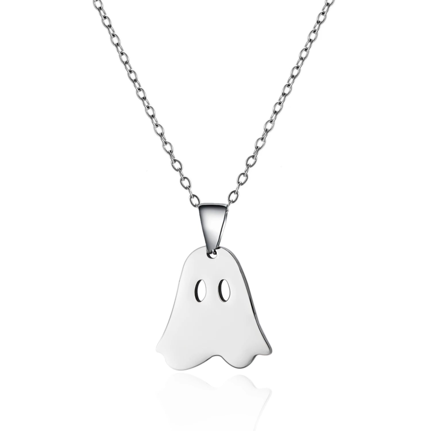 Stainless Steel Simple Personalized Ghost Pendant Necklace For Women Men Funny Pumpkin Clavicle Choker Halloween Party Jewelry
