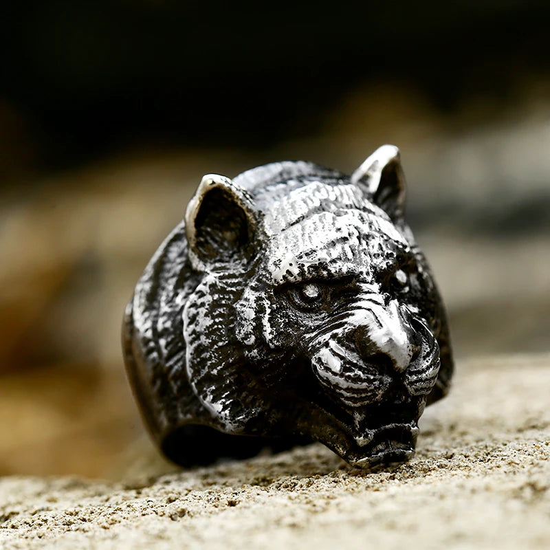 Beier New Store 316L Stainless Steel Ring Top Quality Domineering Tiger Head Ring Animal For Man Biker Jewelry LLBR8-161R