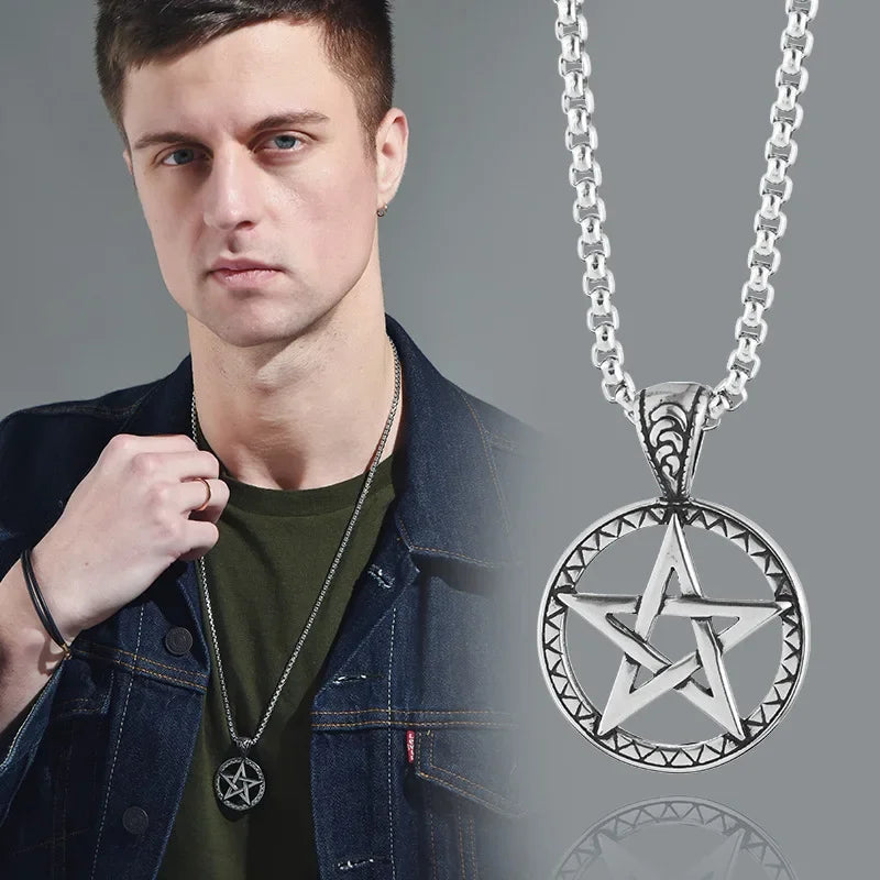 Men's Titanium Steel Hip Hop Punk Trendy Necklace Stainless Steel Sweater Chain Sweatshirt Chain Wholesale Cross-Border