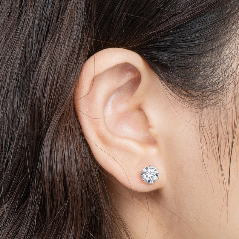 OXTAO D Color 1.0ct Moissanite Stud Earrings for Ladies Real 925 Silver Classic Simple Six Claw Earrings Christmas Jewelry