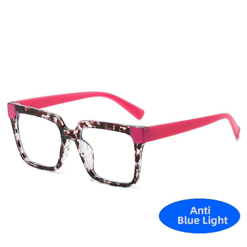 2025 TR90 Millennium Damen Quadratische Brille Bunter Rahmen Mode Polygon Klar Anti Blaues Licht Brillen Männer Optischer Leopardenrahmen