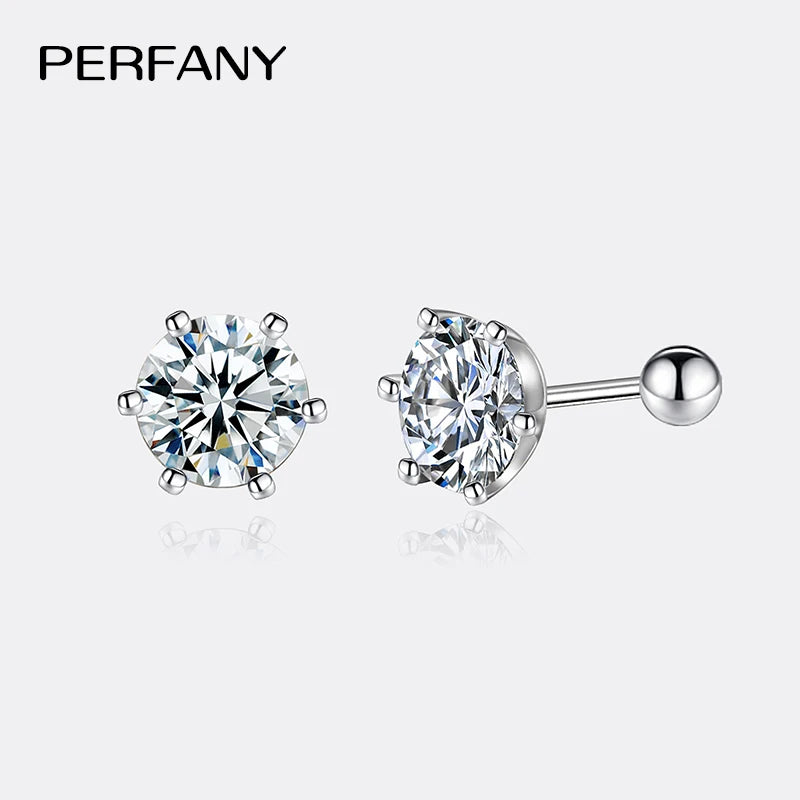 PERFANY 0.2CT-2CT Moissanite Earrings for Women S925 Pure Silver Screws Laboratory Certified Diamond Earrings Wedding Jewelry - Madeinsea©