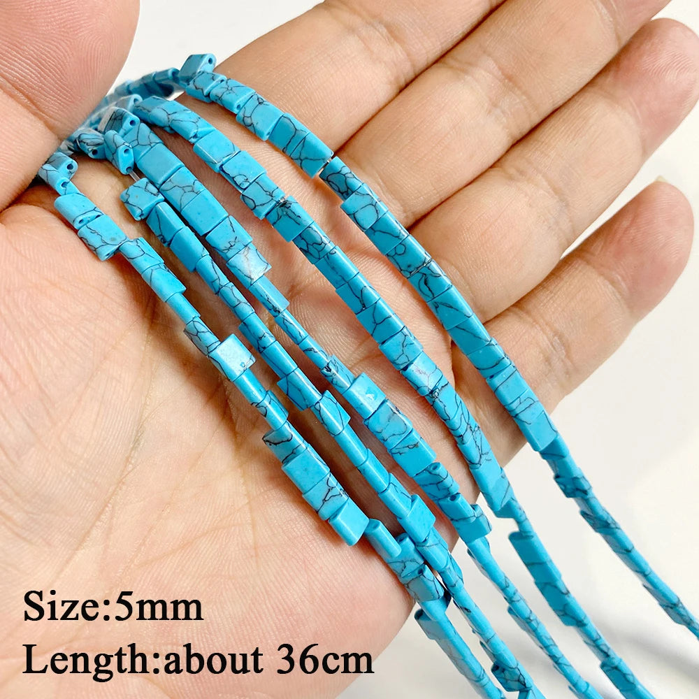 Wholesale Blue Turquoise Stone Beads Round Square Rondelle Irregular Loose Spacer Bead For Jewelry Making DIY Bracelet Necklace