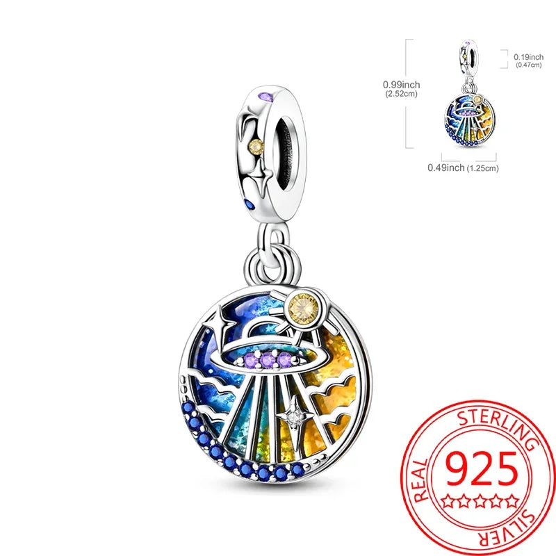 Sterling Silver 925 Bright Sun Charms Dazzling Stone Sun Dreamcatcher Beads Fit Original Bracelet for Women Diy Jewelry Gifts