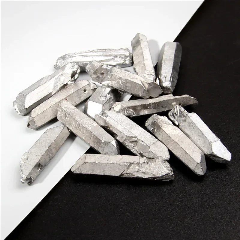 Natural Quartz Stick Beads Top Drilled Rainbow Crystal Loose  Point Beads For Jewelry DIY Healing Hairpin Wedding Halloween Gift