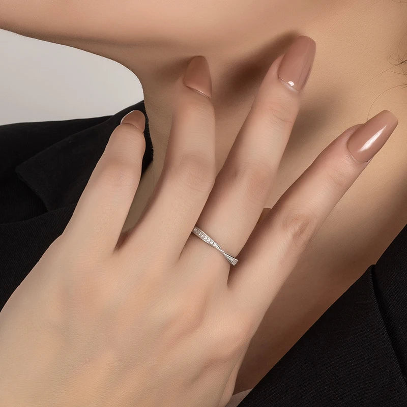 PERFANY S925 Pure Silver Moissanite Ring for Women Men Couple Ring Fashion Wedding Jewelry Valentine's Day Gift - Madeinsea©