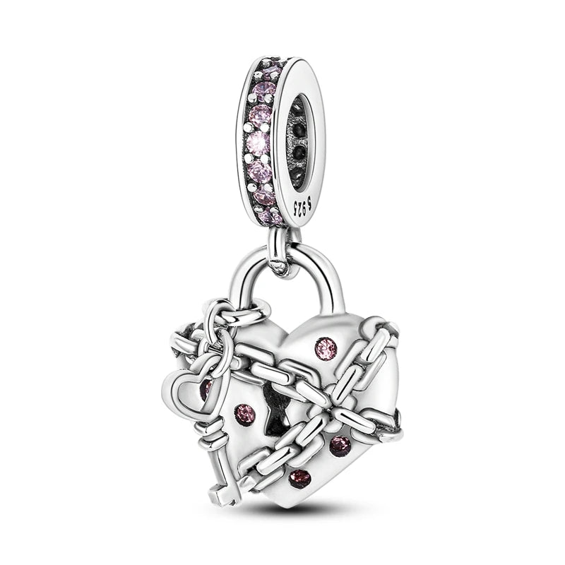 2024 Hot Sales 925 Sterling Silver Pink Charm Beads Pendent For Original Bracelets Charm Dangle Women Gril Jewelry Gifts