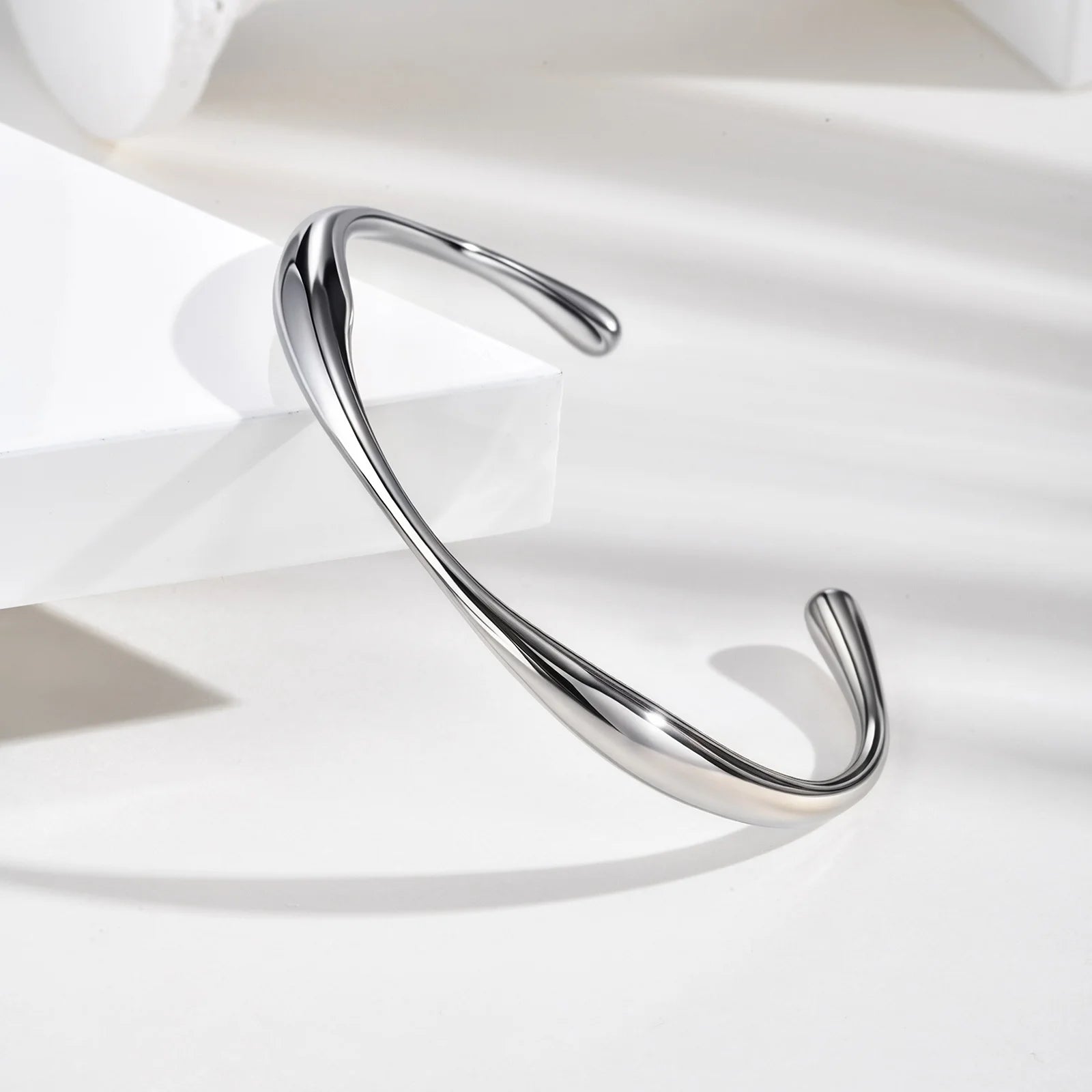 Vnox Stainless Steel Wrist Opening Bracelet Bangles For Women,Simple Irregular Smooth Girls Hand Jewelry,Fashion Bangles Daily - Madeinsea©