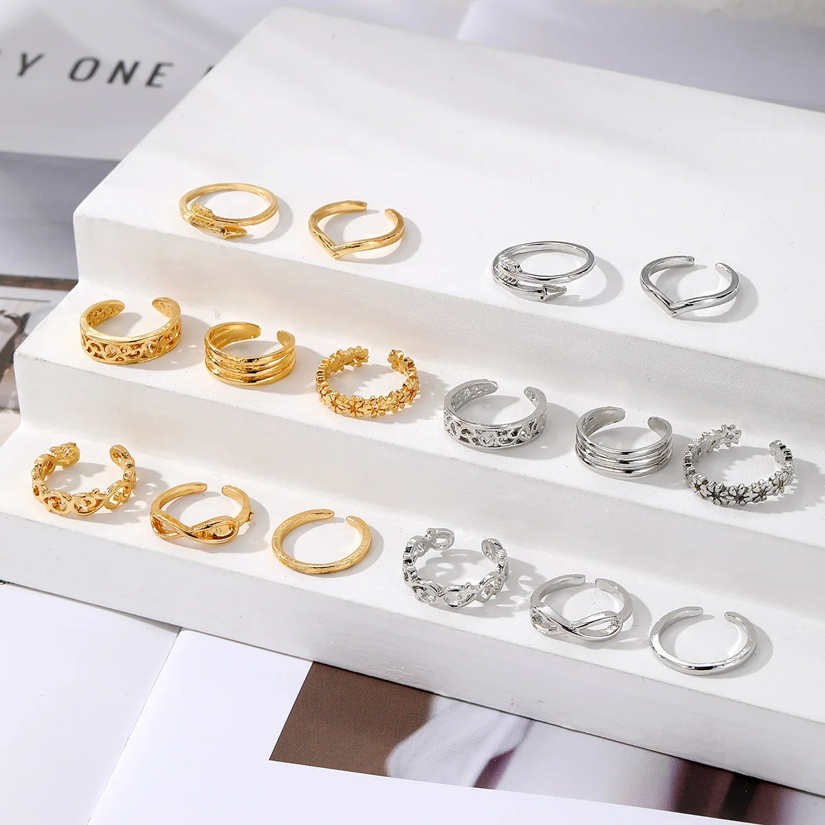 7/10/12Pcs Adjustable Toe Rings for Women Foot Ring Gold/Silver Color Metal Round Jewelry for Girl Summer Beach Barefeet Fashion