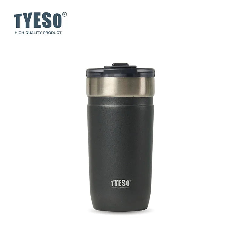 Tyeso Stainless Steel Tumbler with Straw Insulated Coffee Cup Leak-Proof Travel Mug Hot &Cold Thermos Bottle for Car Office Gym