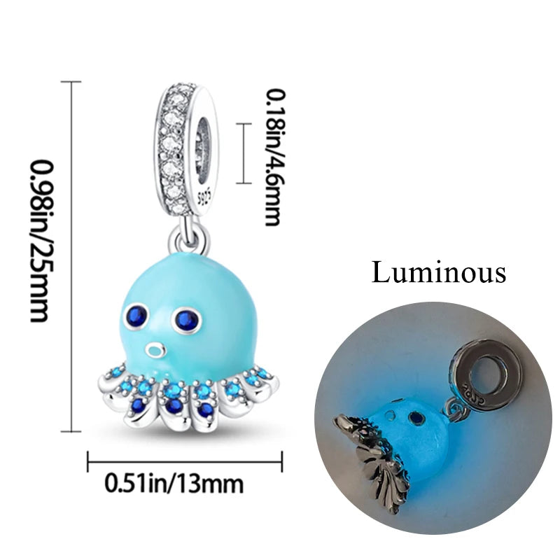 2024 neue 925 Sterling Silber Charms Glühwürmchen Sterne Glühende Leuchtende Charme Perlen für Original Anhänger Armbänder DIY Schmuck Geschenk