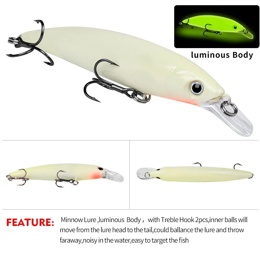 Bait Minnow 7g 14g 40g Luminous Bionic Fake Baits Plastic Hard Bait Fishing Bait Long Throw Floating Water Lure Swimbait