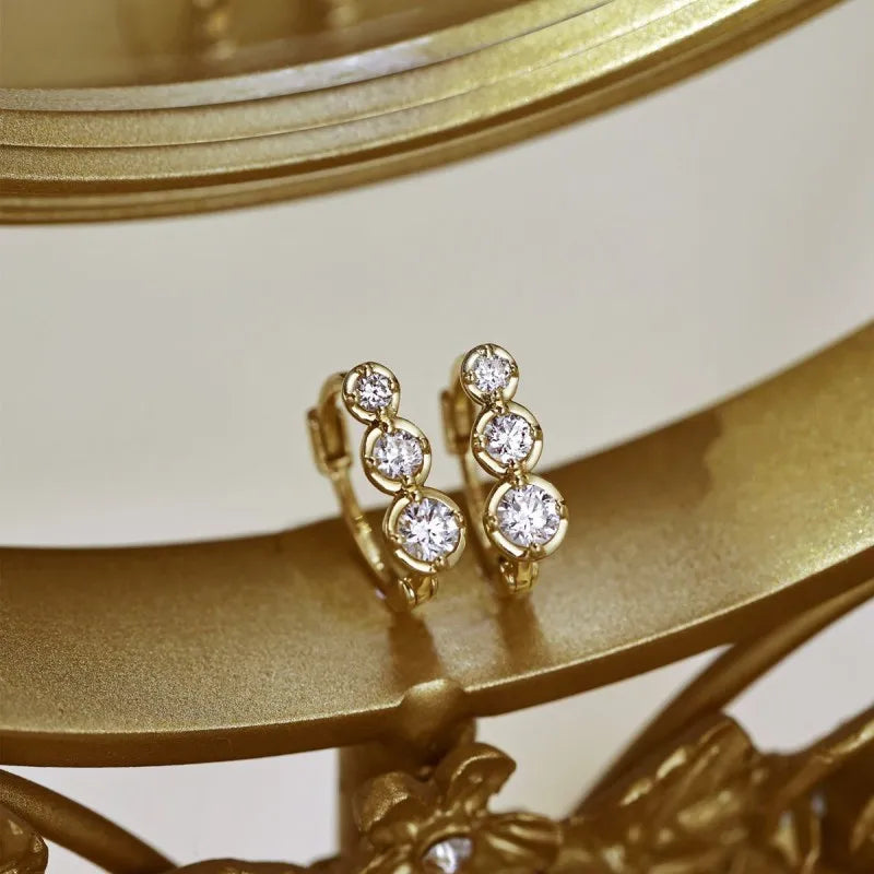 925 Sterling Silber Überzogene 14K Gold Gradienten Größe Zirkon Ohrringe für Frauen Französisch Temperament Hochzeit Party Schmuck Zubehör