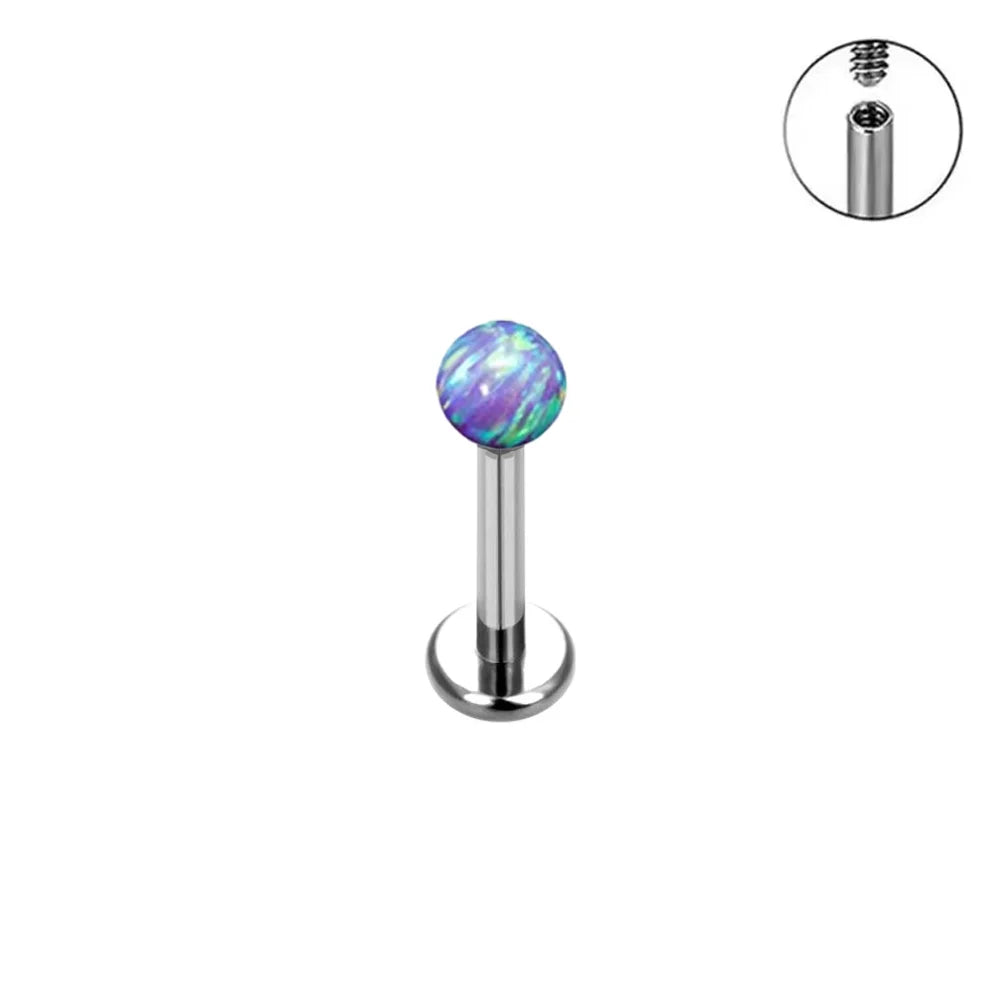 ASTM F136 Titanium Earrings Labret Colorful Opal Ball Sexy Nose Rings Lip Stud Ear Cartilage Tragus Piercing Body Jewelry