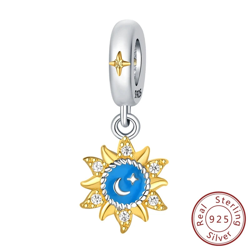 100% Real 925 Sterling Silver Charms Beads Stars Moon Pendant Fit Original Charms Bracelets Bangle DIY Jewelry Gifts