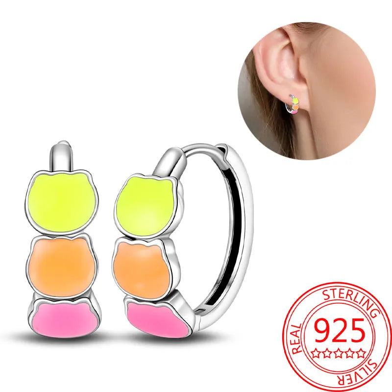 Hot Sale Bee Earrings For Girl Lovely Yellow Black Dancing Bee Happy S925 Hoop Earrings Birthday Gift Silver Jewelry