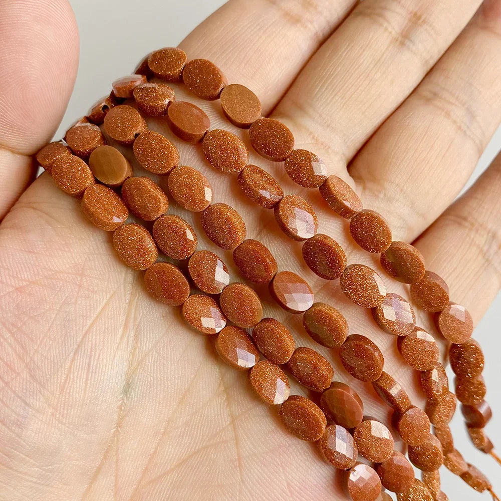 Fashion Natural Oval Shape Stone Bead Faceted Jades Tiger Eye Jaspers Loose Spacer Beads DIY Necklace Bracelet Earrings 6x8mm