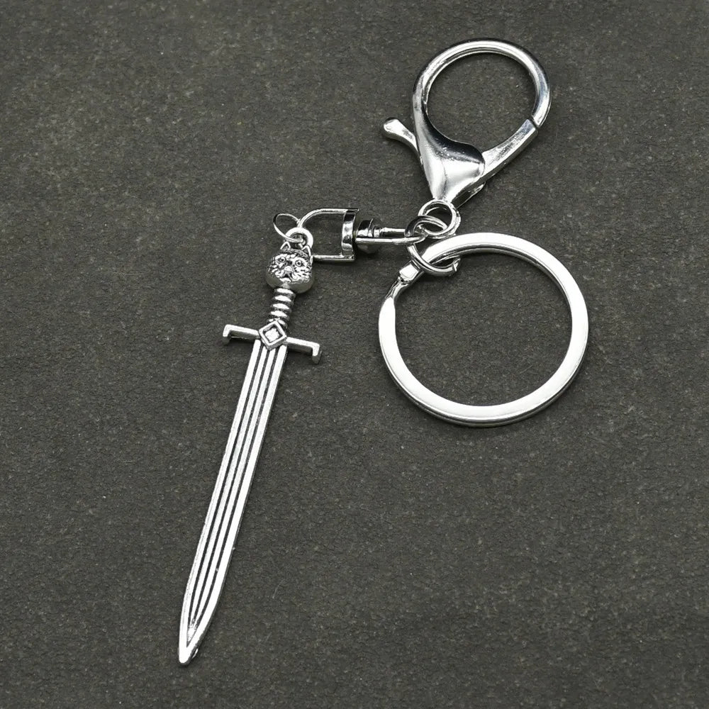 10pcs Gothic Cross Sword Charm Keychain Warrior sword Pendant Keychains for Men Accessories Bag Car Key Ring Jewelry