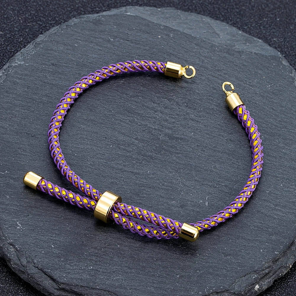 MKENDN Adjustable Rope Cord Sliding Bracelet with Slider Silk Cord Bracelet  Braided Rope Bracelet 3mm String Bracelet for Bead