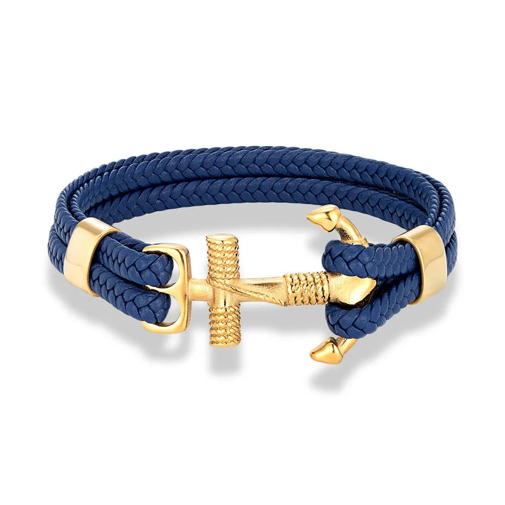 MKENDN Navy Style Men Vintage Anchor Bracelet Handmade Woven Multilayer Leather Bracelets Women Cuff Wrap Rope Wristband Gift