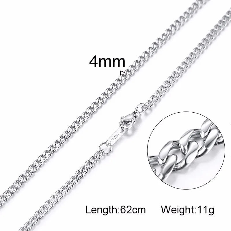 Collier ras du cou pour homme Vnox Dropshipping, chaîne gourmette plate en acier inoxydable, motif serpent ton sur ton, 3-6 mm, 61 cm (24 pouces).