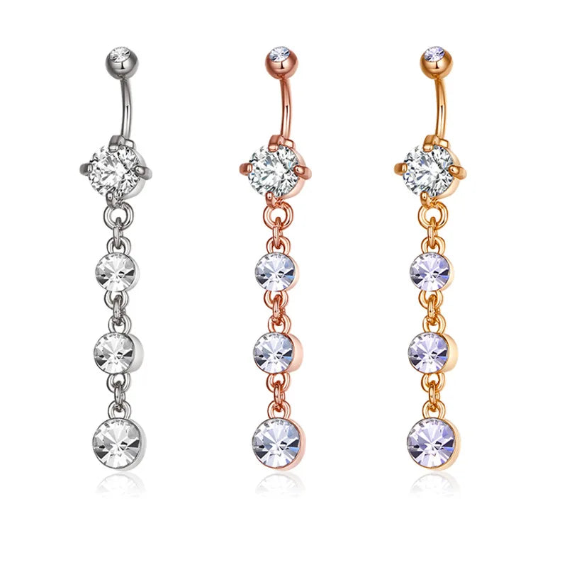 Sterling Silver 925 body jewelry for women piercing sexy Navel Rings long Drop Body Belly Piercing Jewelry Beach accessories