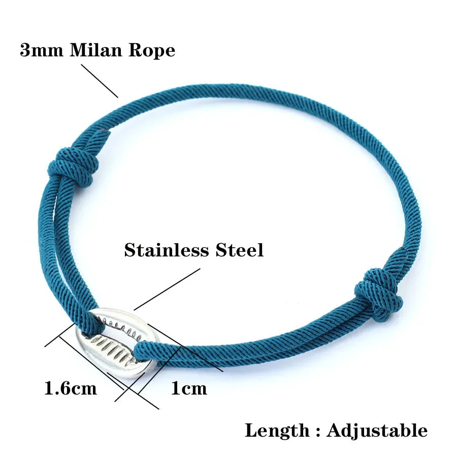 Handwoven Rope Macrame Bracelet Men Adjustable Nickel Black Shell Braclet Summer Beach Surfer Braslet Pulseira Corda Masculina