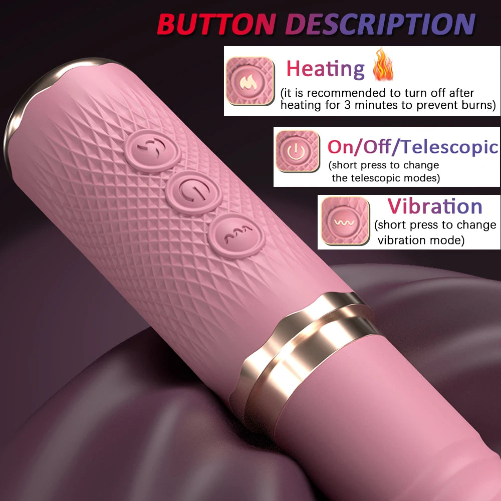 Dual motor Realistic Thrusting Dildo Vibrator With Heating,10 mode Sex Toys Vibrator Clitoral Stimulator For Anal Stimulation