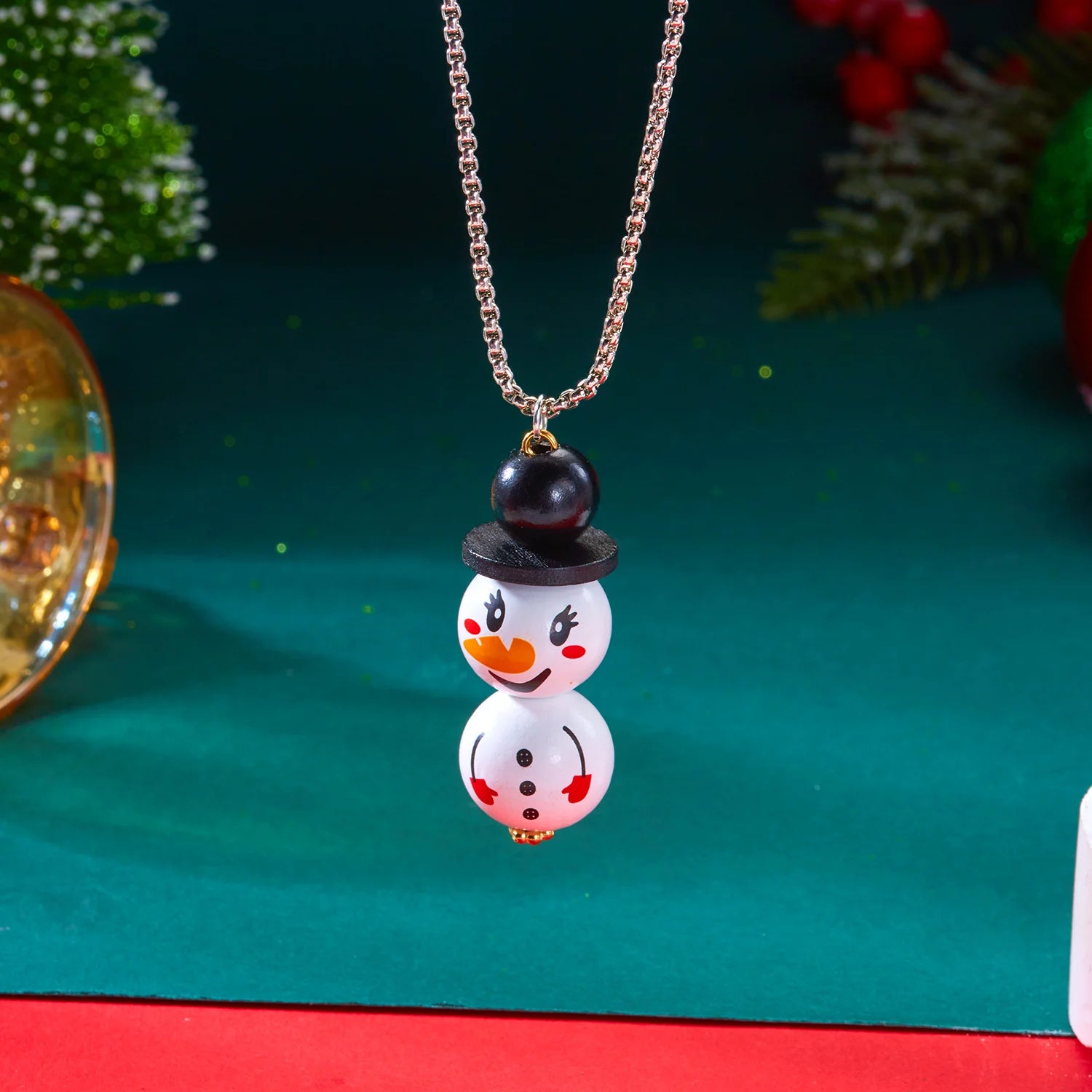 Trendy Christmas Necklace for Women Girls Cartoon Santa Claus Snowman Pendant Long Sweater Chain Choker Party New Year Gifts