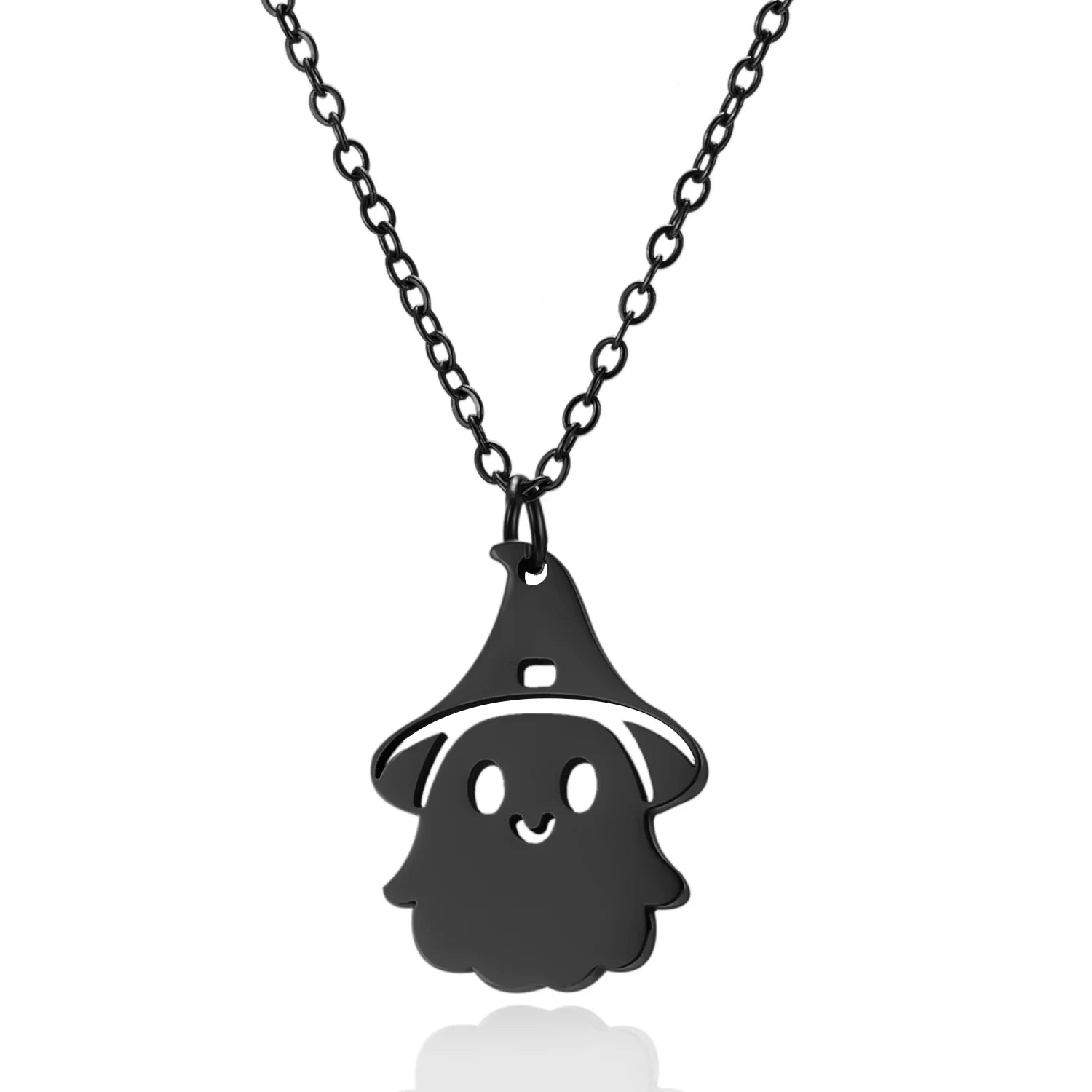 Stainless Steel Simple Personalized Ghost Pendant Necklace For Women Men Funny Pumpkin Clavicle Choker Halloween Party Jewelry