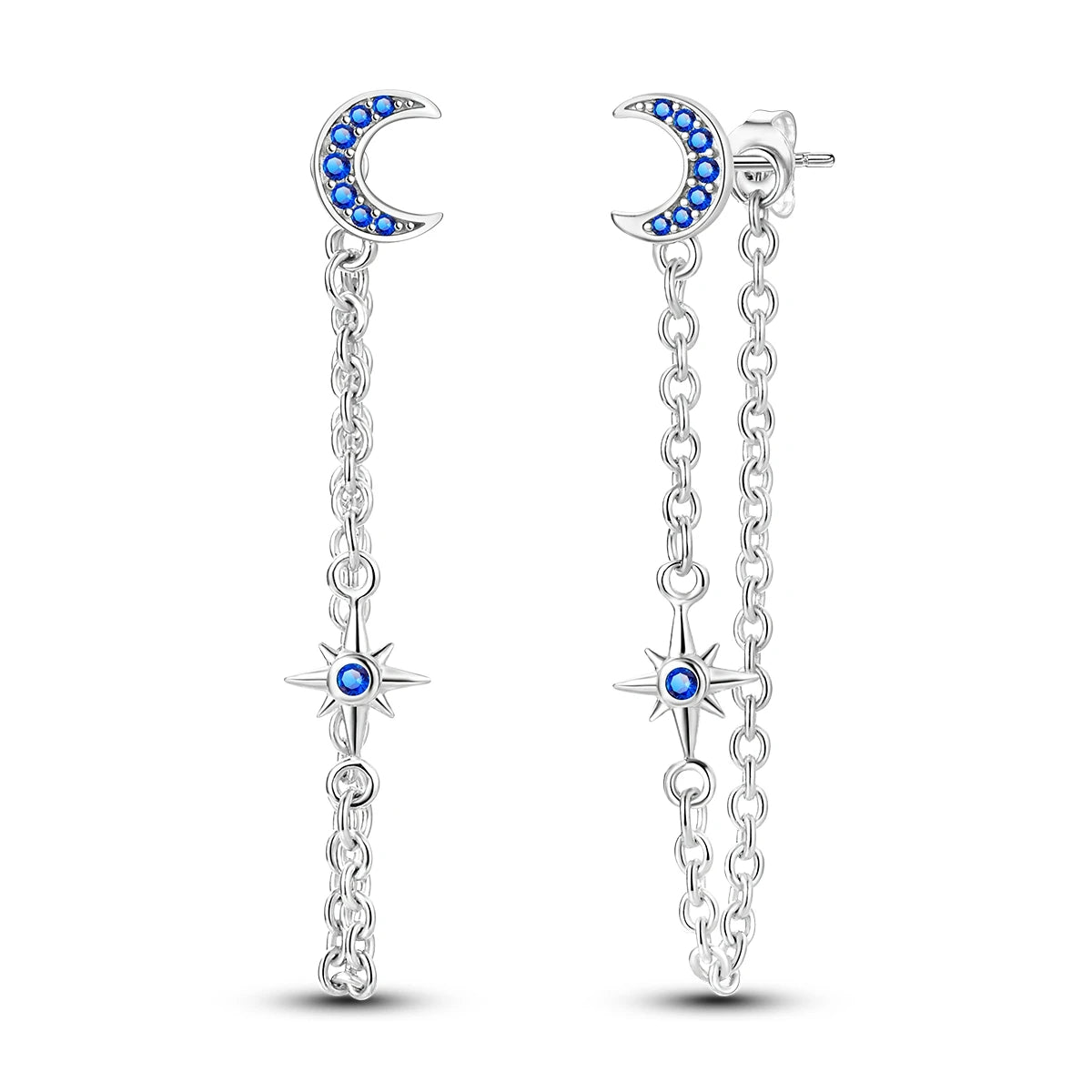 New Classic Earring For Women 925 Silver Sparkling Zircon Serpentine Rectangular Star Cat Double Hoop Earring Engagement Jewelry