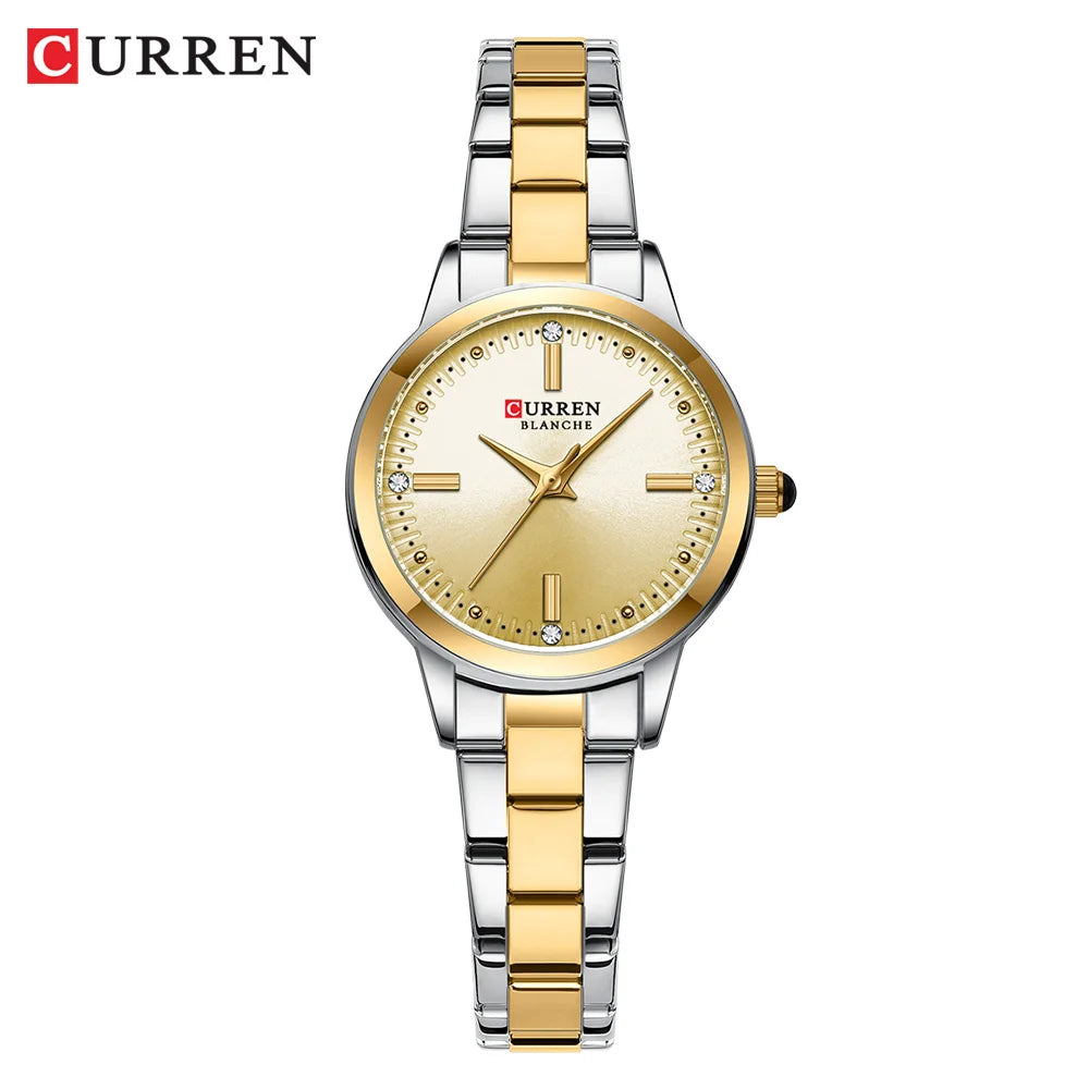 CURREN Simple Round Dial Fashion Dress Quartz Watches for Ladies with Stainless Steel Bracelet Luxury Wristwatches - Madeinsea©