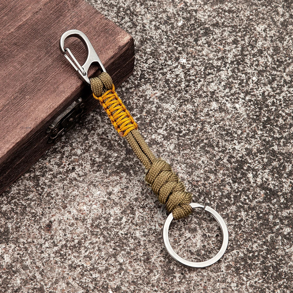 MKENDN Double Buckle Keychain Men Women Hand-woven Outdoor Rock Climbing Paracord Snake Knot Keychains Emergency Metal Key Rings - Madeinsea©