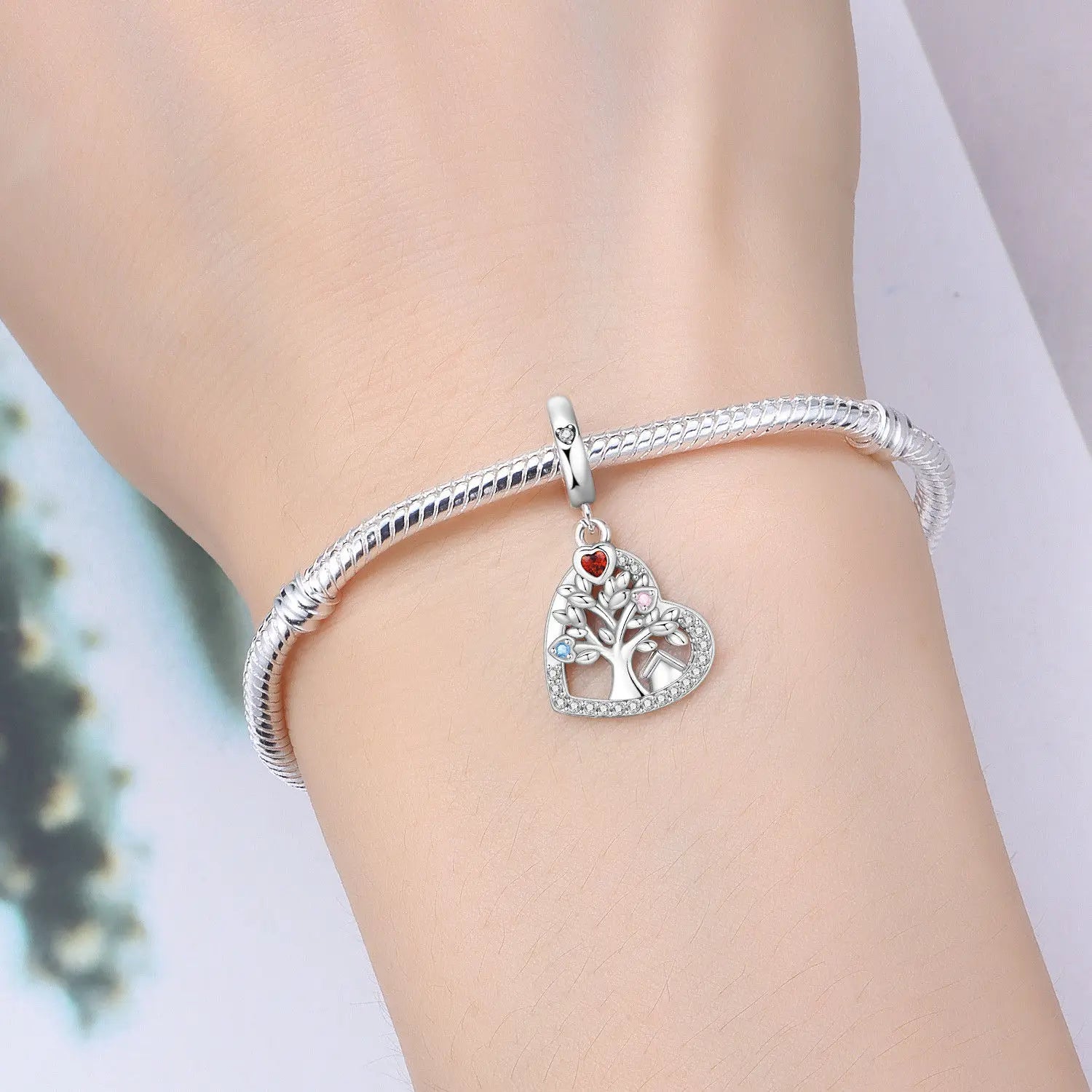 PANPOKI 925 Sterling Silver Love Family Life Tree Beads Original Pendants Bracelet Charm Jewelry Party DIY Trendy Gifts