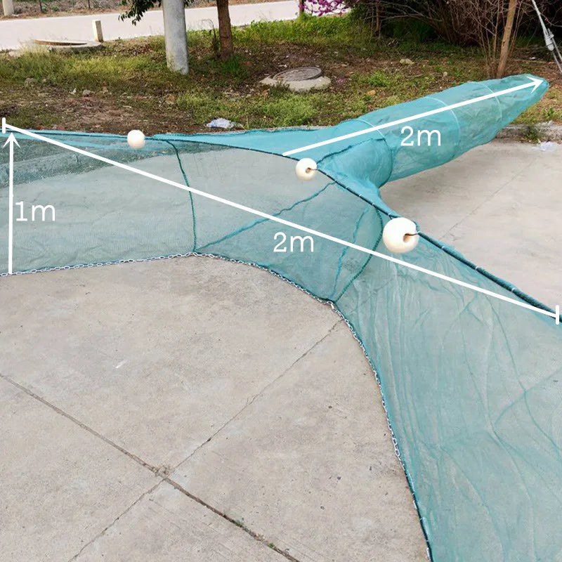 Cage à crevettes Lawaia avec chaîne en fer, épuisette pliable, flotteur en mousse, mailles fines 2M/3M