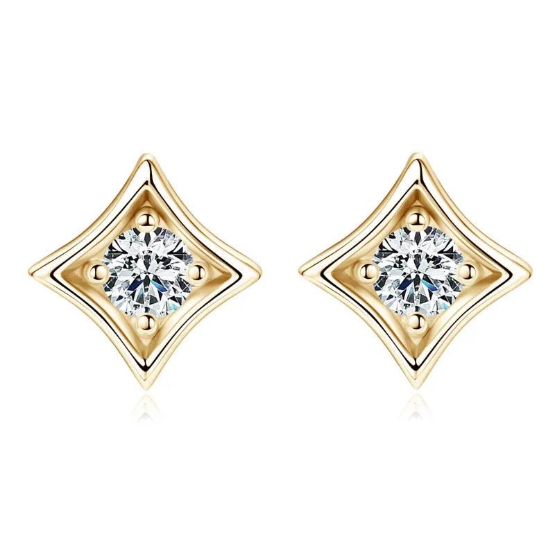 OXTAO Sparkling VVS1 D Color 5MM Moissanite Stud Earrings 925 Sterling Silver Round Cut Birthday Party Fine Jewelry Gift