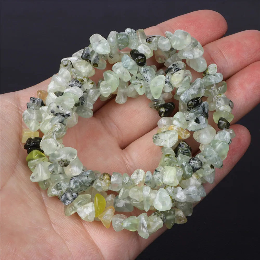 Natural Stone Beads Green Prehnites Round Faceted Loose Spacer Raw Chip Bead For Jewelry Making Needlework Diy Bracelet Necklace
