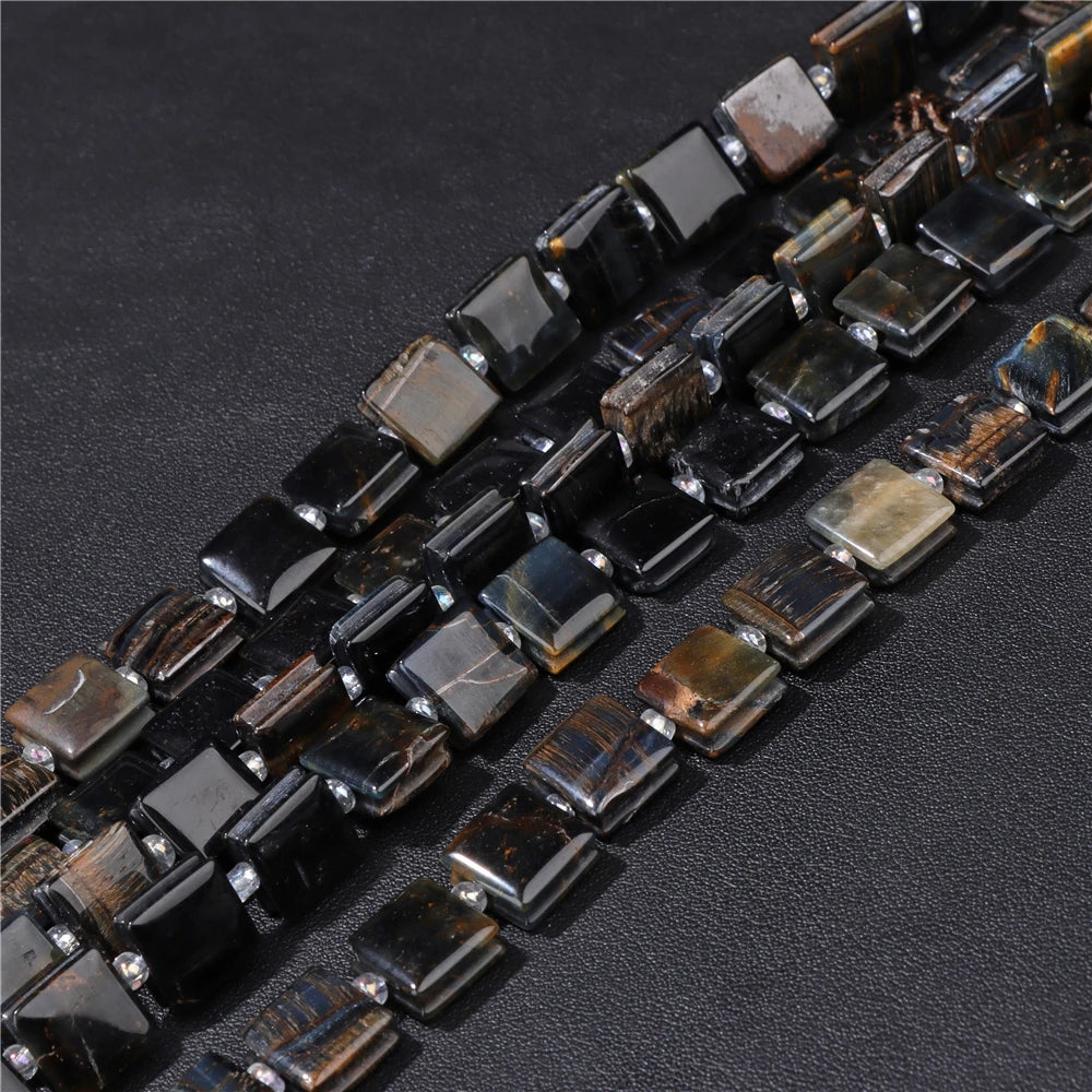 High Quality Gems Stone Bead Natural Cube Flat Square Loose Spacer Beads For Jewelry Making Bracelet Necklace DIY Crafts 10MM