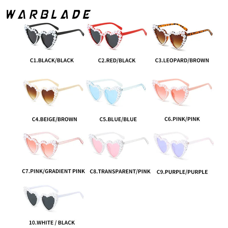 2025 Heart Shape Sunglasses Pearl Frame Wedding Party Sun Glasses Women Big Frame Cute White Black Shades UV400 Fashion Eyewear