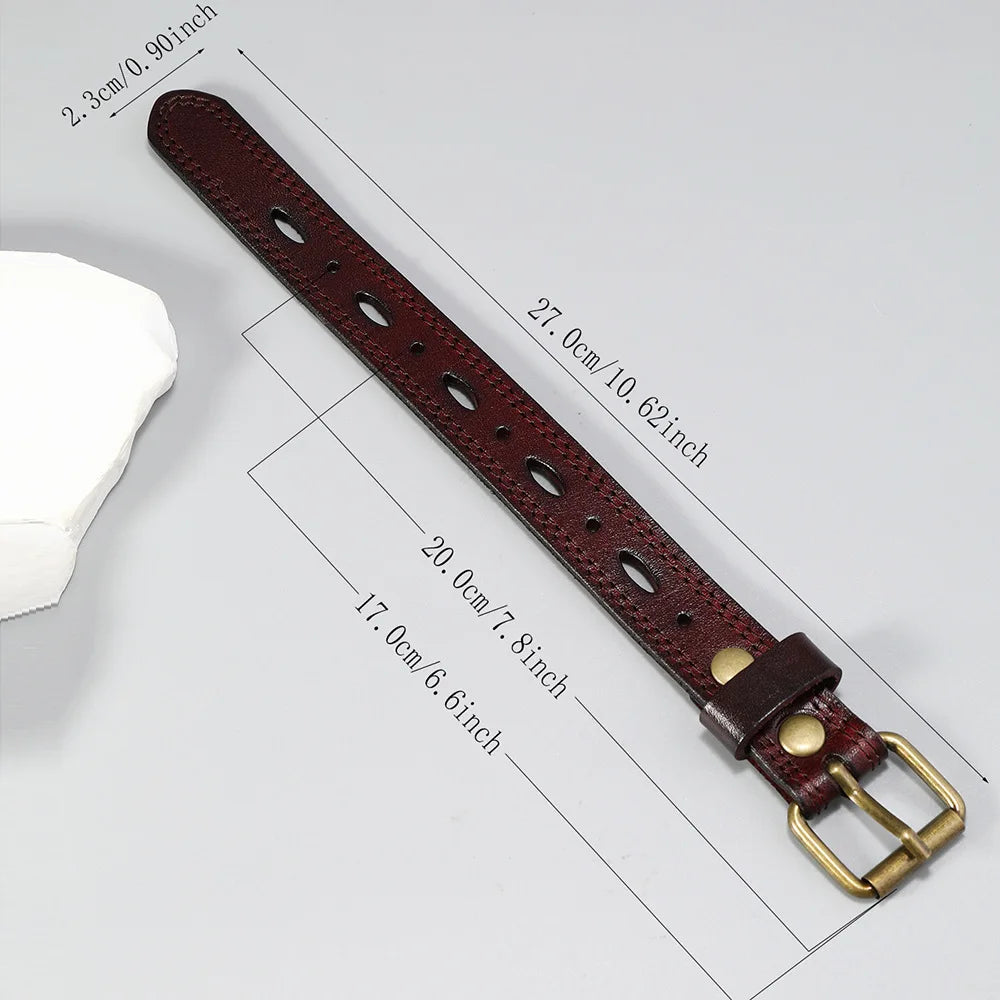 MKENDN Norse Viking Wide Cowhide Leather Punk Wristband Adjustable Cuff Bangles for Men Women Friendship Bracelets Gifts