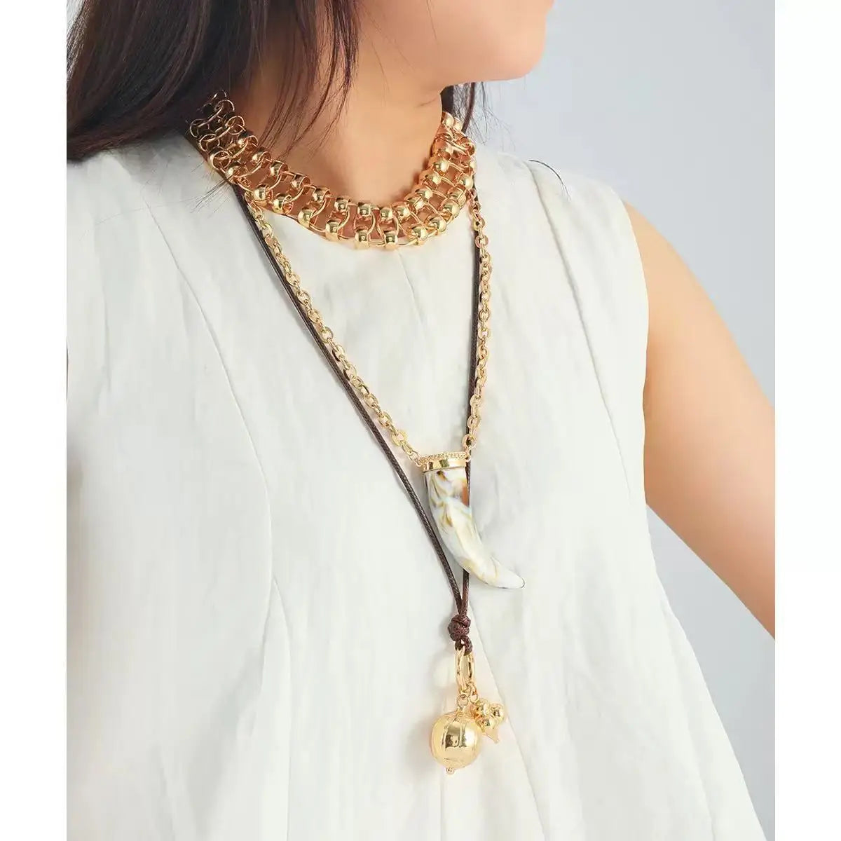 ZAA Multi-layer Animal Corner Pendant Geometric Women's Necklace