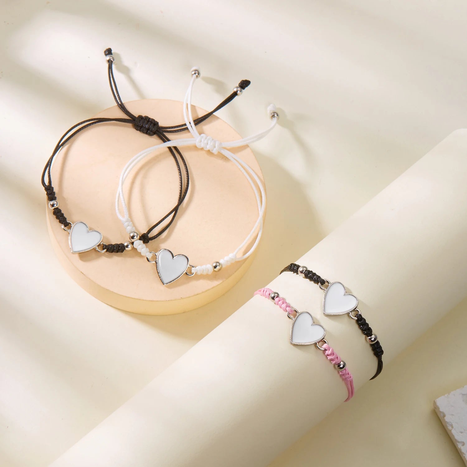 Minimalist Handmade Braided Couple Bracelet for Women Men Romance Luminous Heart Matching Bracelet Trendy Jewelry Gift